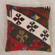 Paire de coussins géométriques en kilim turc plat