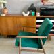 Original vintage polish armchair 300-190 from Mid-century in green velvet