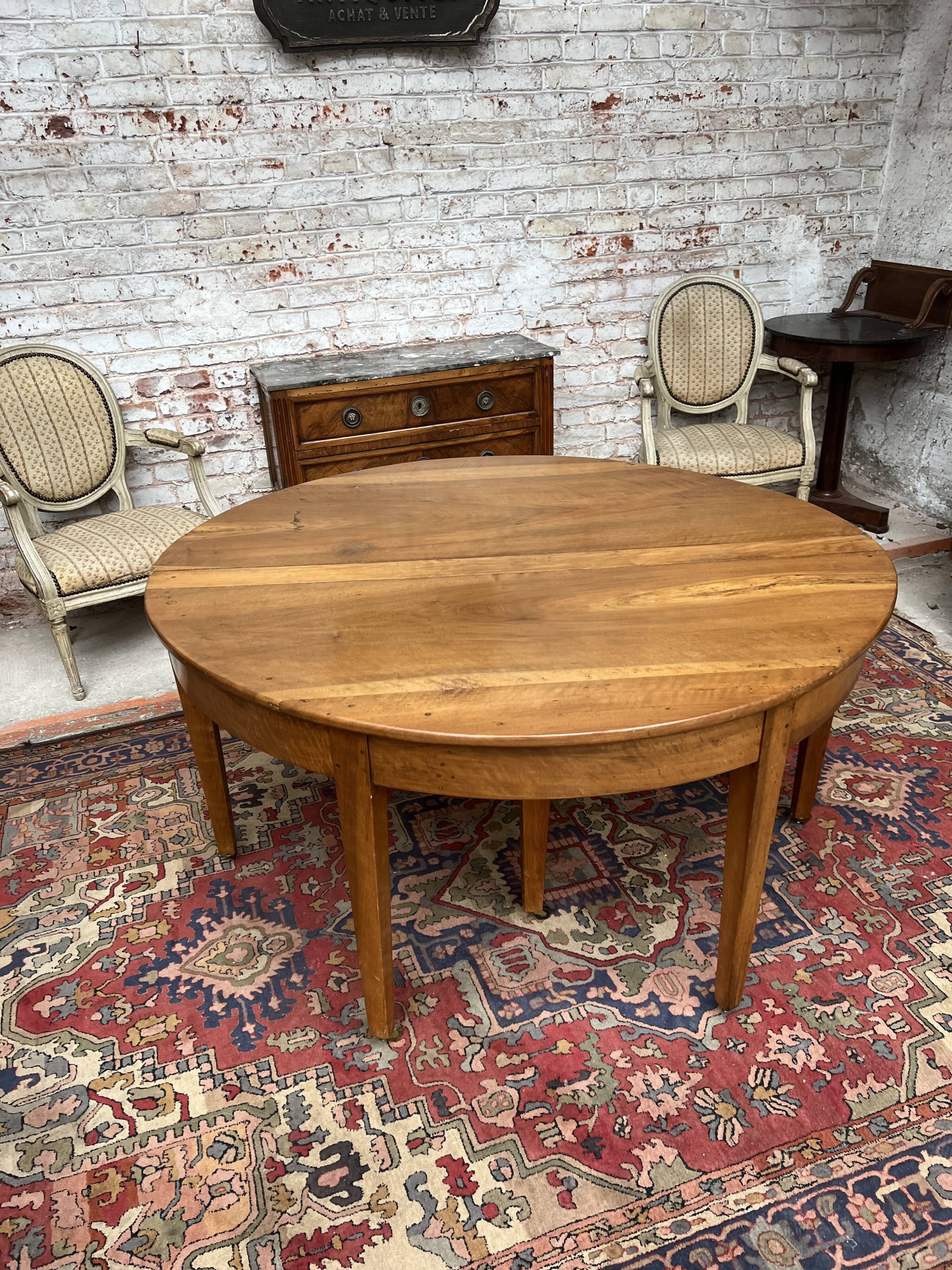 Oval table half moon walnut stamped period directoire xviii th century