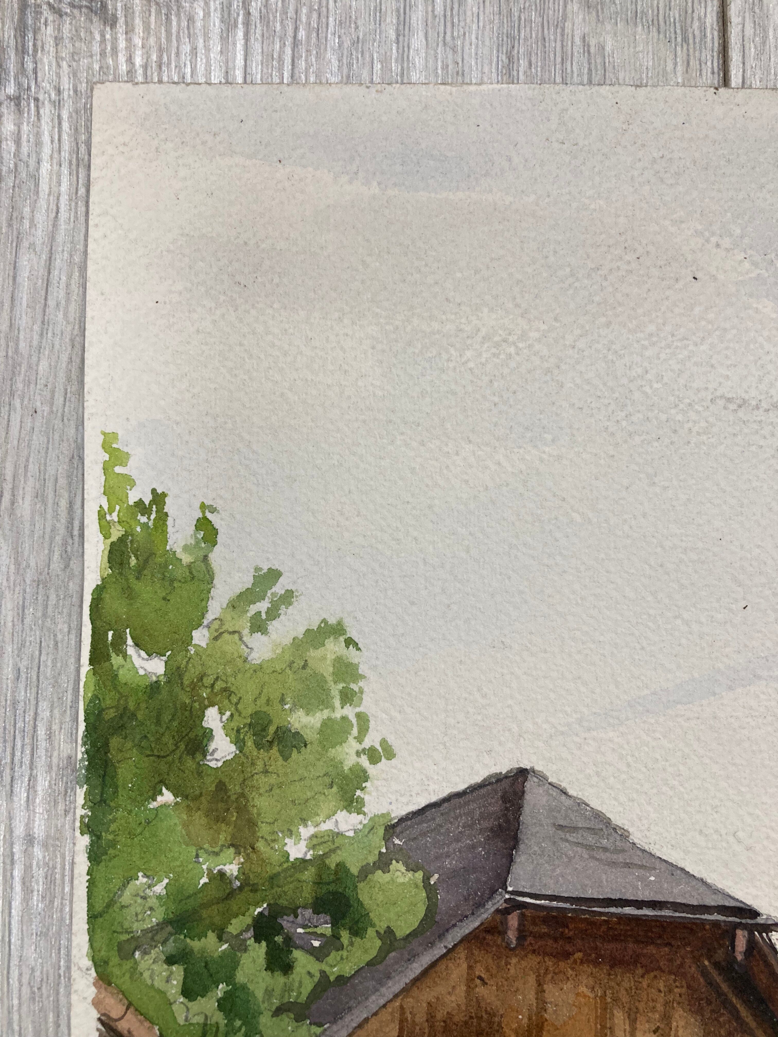 Vintage mountain watercolor