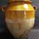 Yellow glazed terracotta jam pot, South West, 19th century