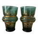 Paire de vases vert émeraude et doré , années 50-60