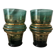 Paire de vases vert émeraude et doré , années 50-60