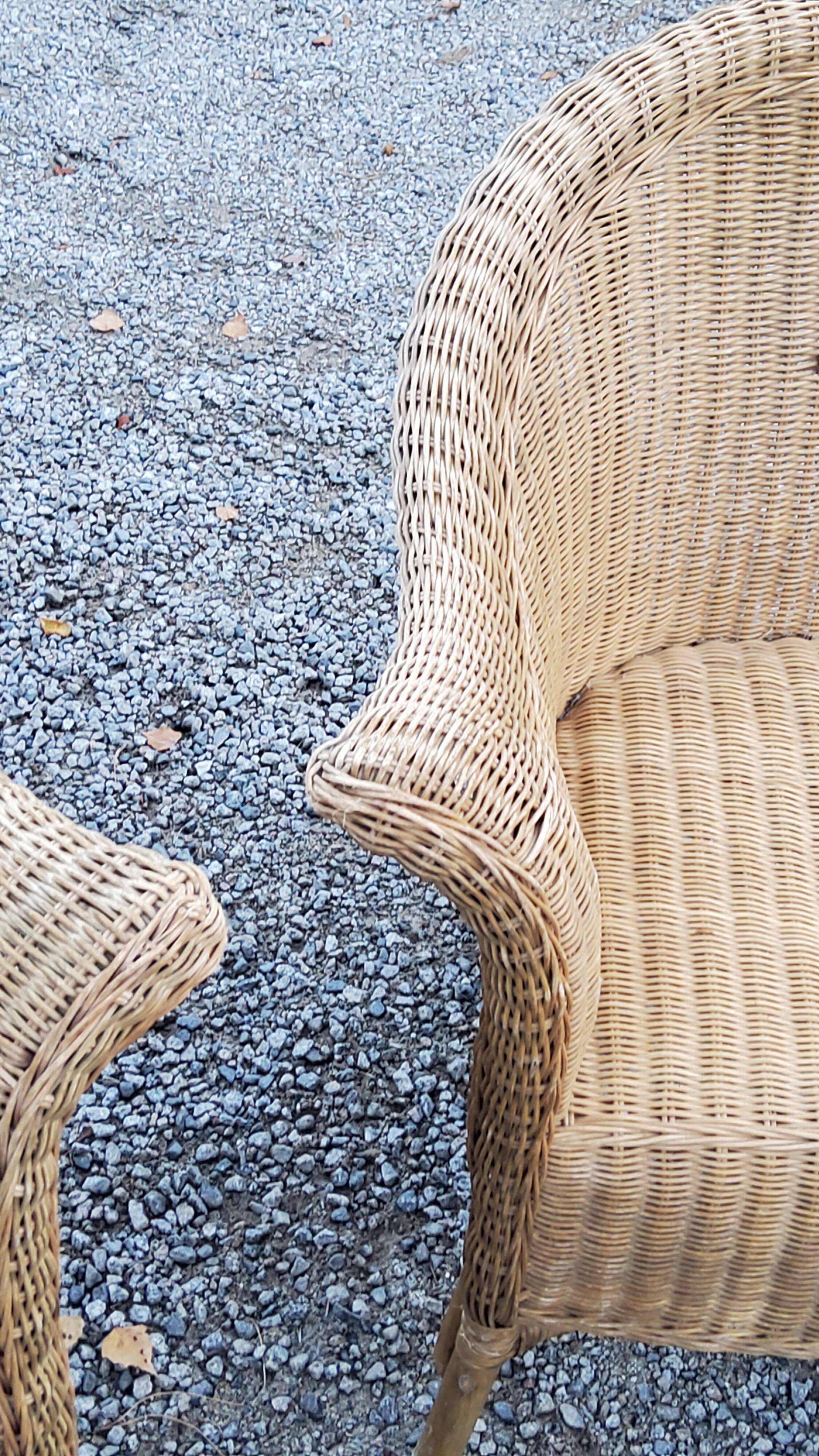 Pair of armchairs and bench in rattan and bamboo from the 60s/70s