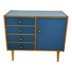 Buffet commode vintage en bois & bleu