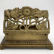 Old brass stamp box, floral decoration - twentieth century