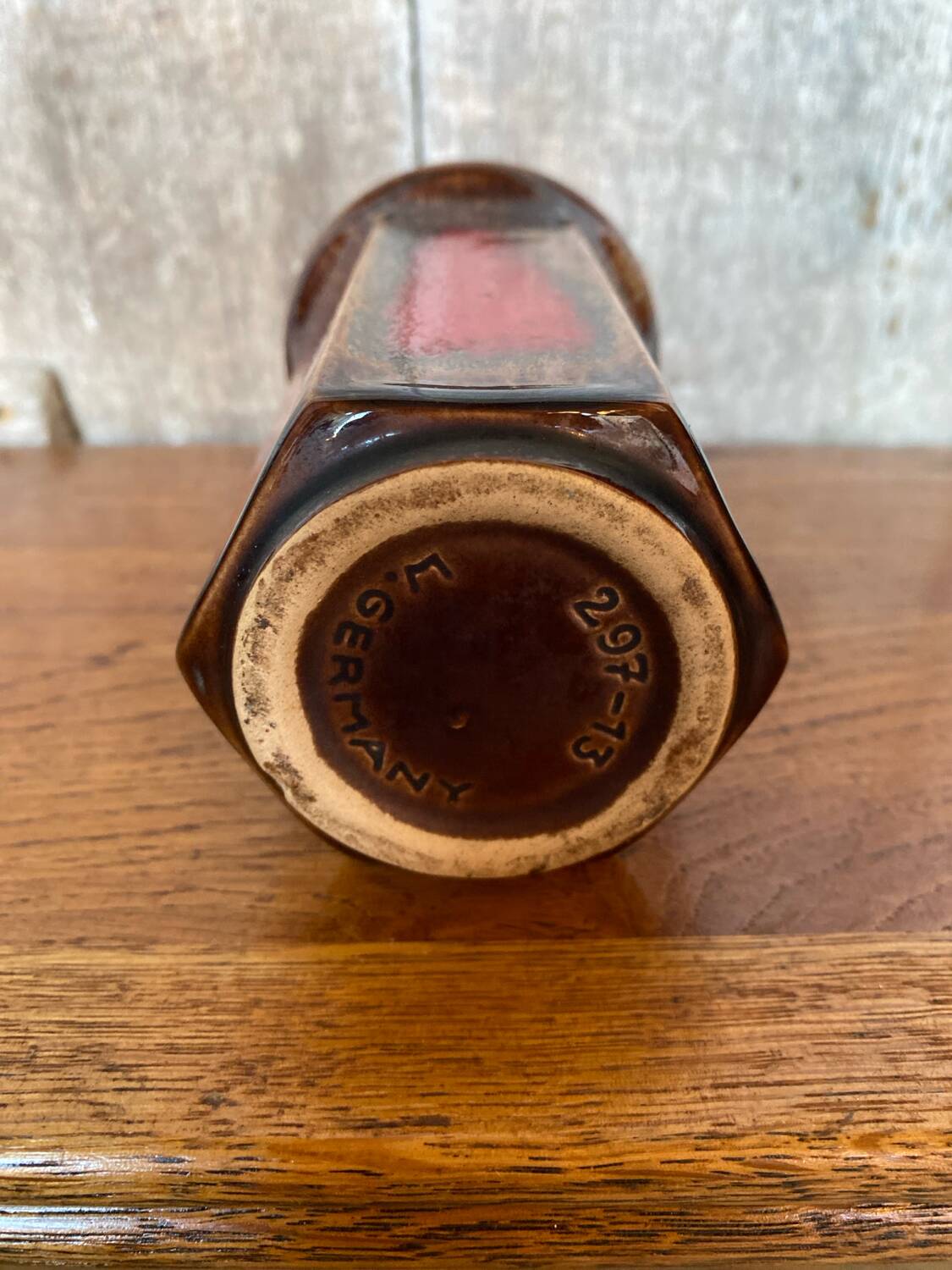 Antique Vase Scheurich Keramik Ceramic Brown Red West Germany Vintage #B767