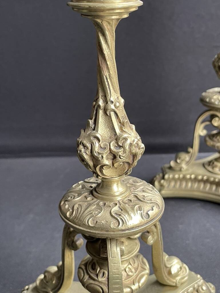 Pair of 19th century candlesticks – Gilt bronze