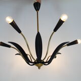 Plafonnier flower petals in Bakelite and aluminum cast, Italian sputnik