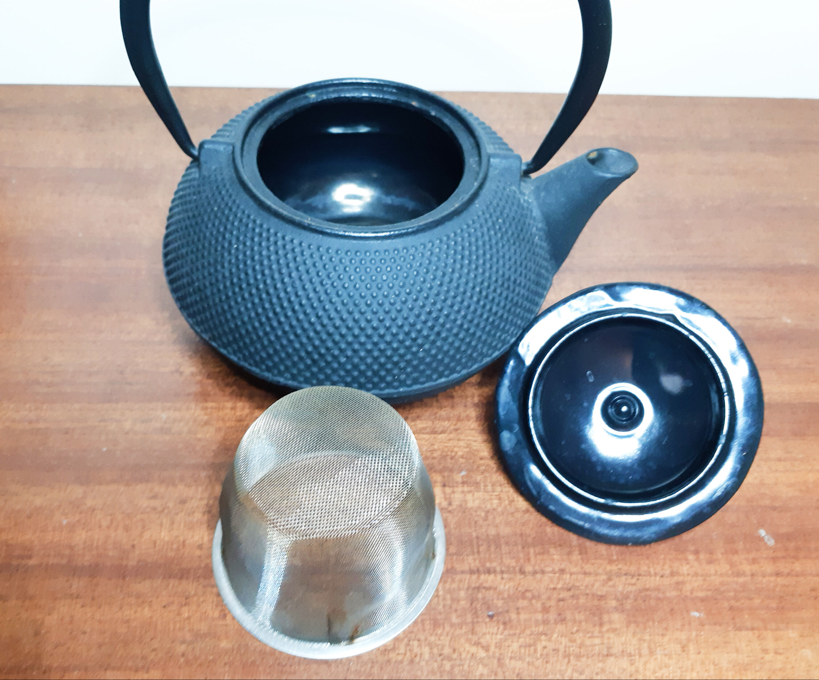 Japanese teapot in black cast iron