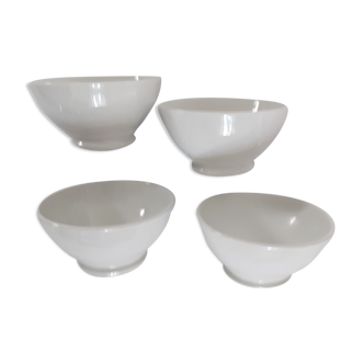 4 bowls old porcelain thick white pillivuyt france