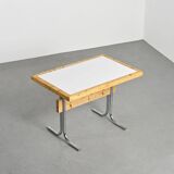 Metal and pine table, La Plagne circa 1960