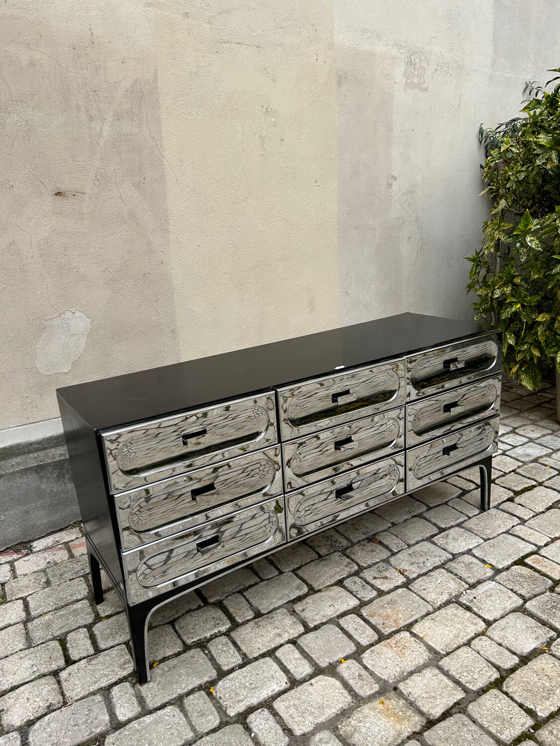 Commode Space Age Chromée par Henri Vallières