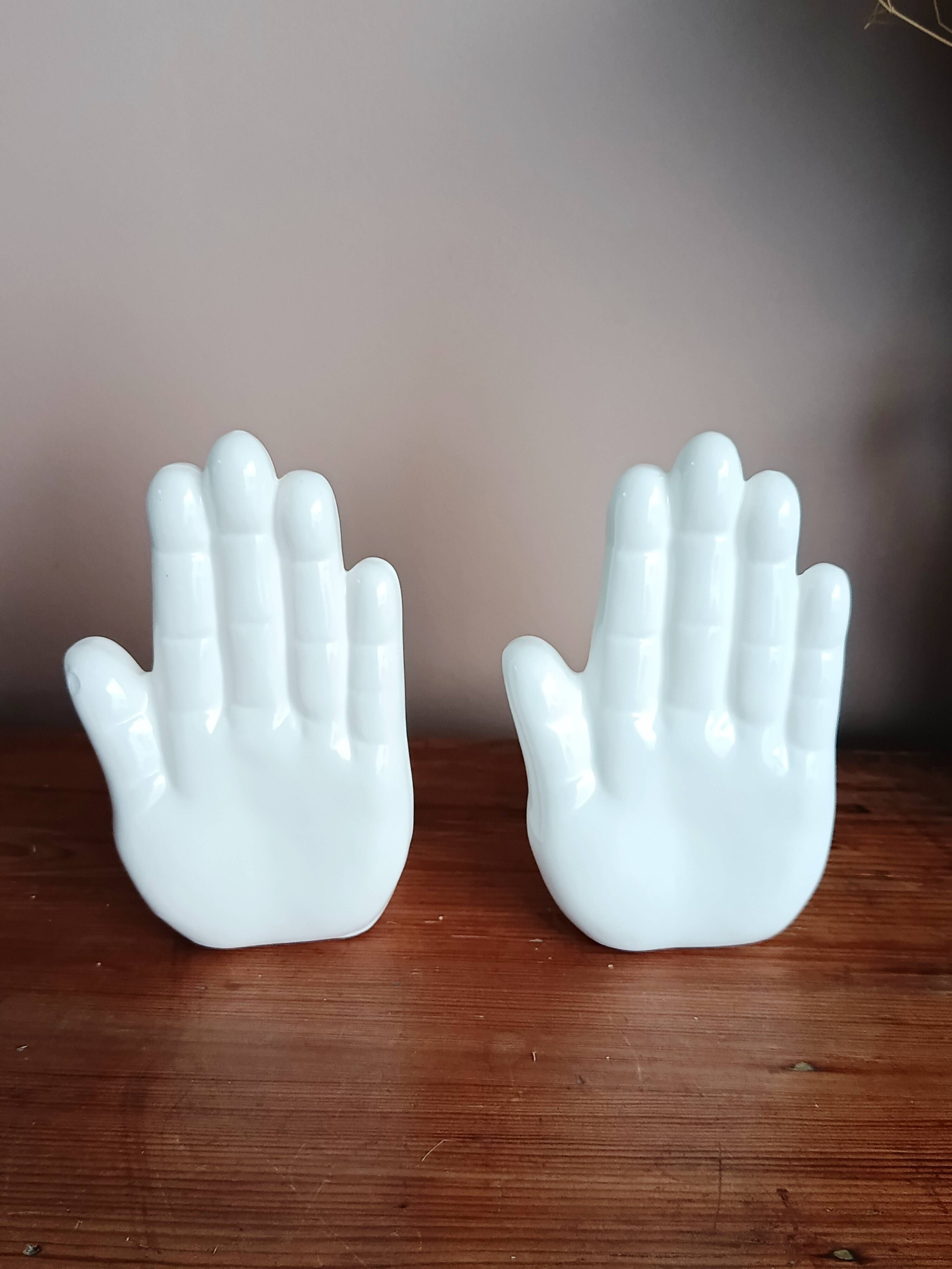 Ceramic hand bookends