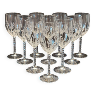 10 Arques Crystal Wine Glasses Fleury Cut Flamépis Model