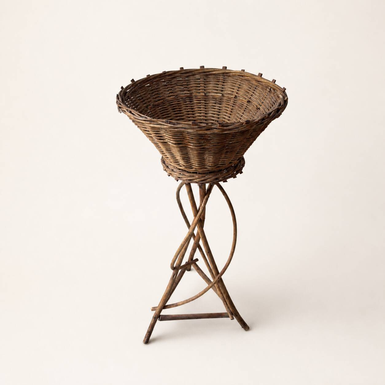 60s rattan plant stand