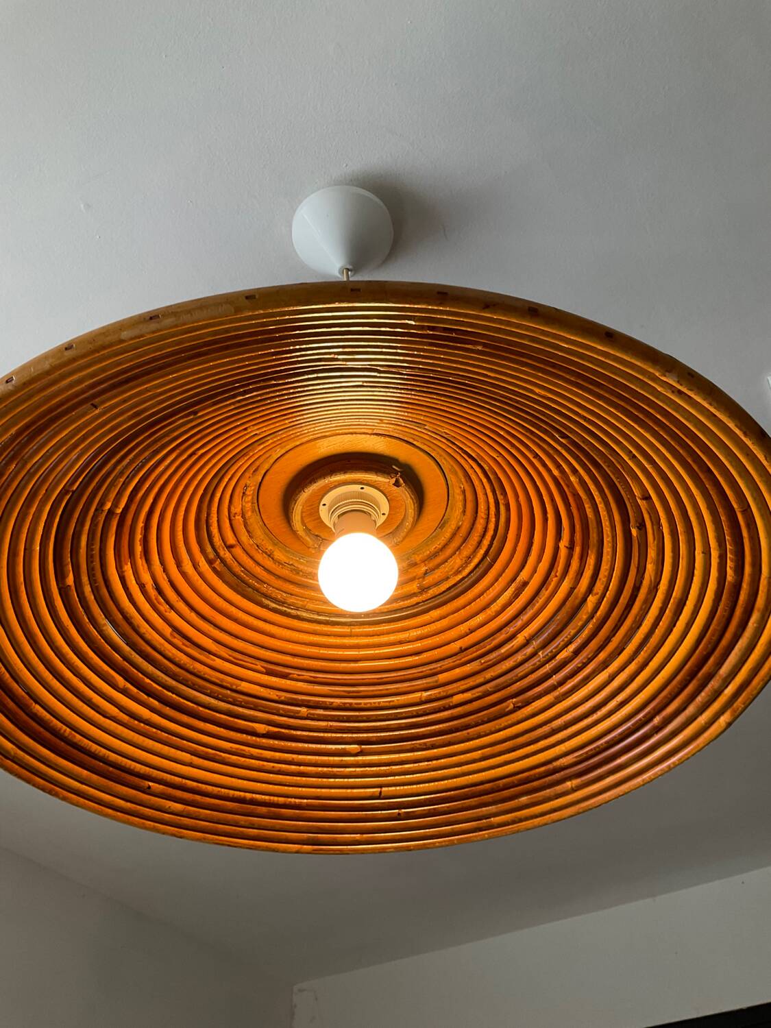Large rattan pendant light from the 60s-70s