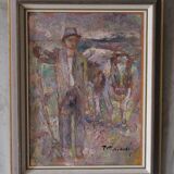 Pal matskassy, hungarian modern painting, 1960s, oil on panel, framed