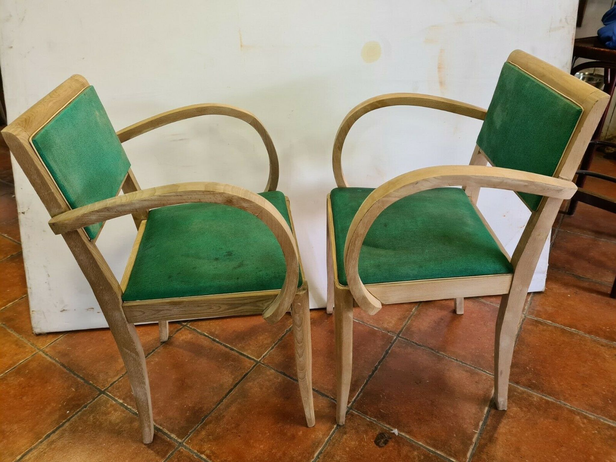 Paire de fauteuils bridges en hêtre