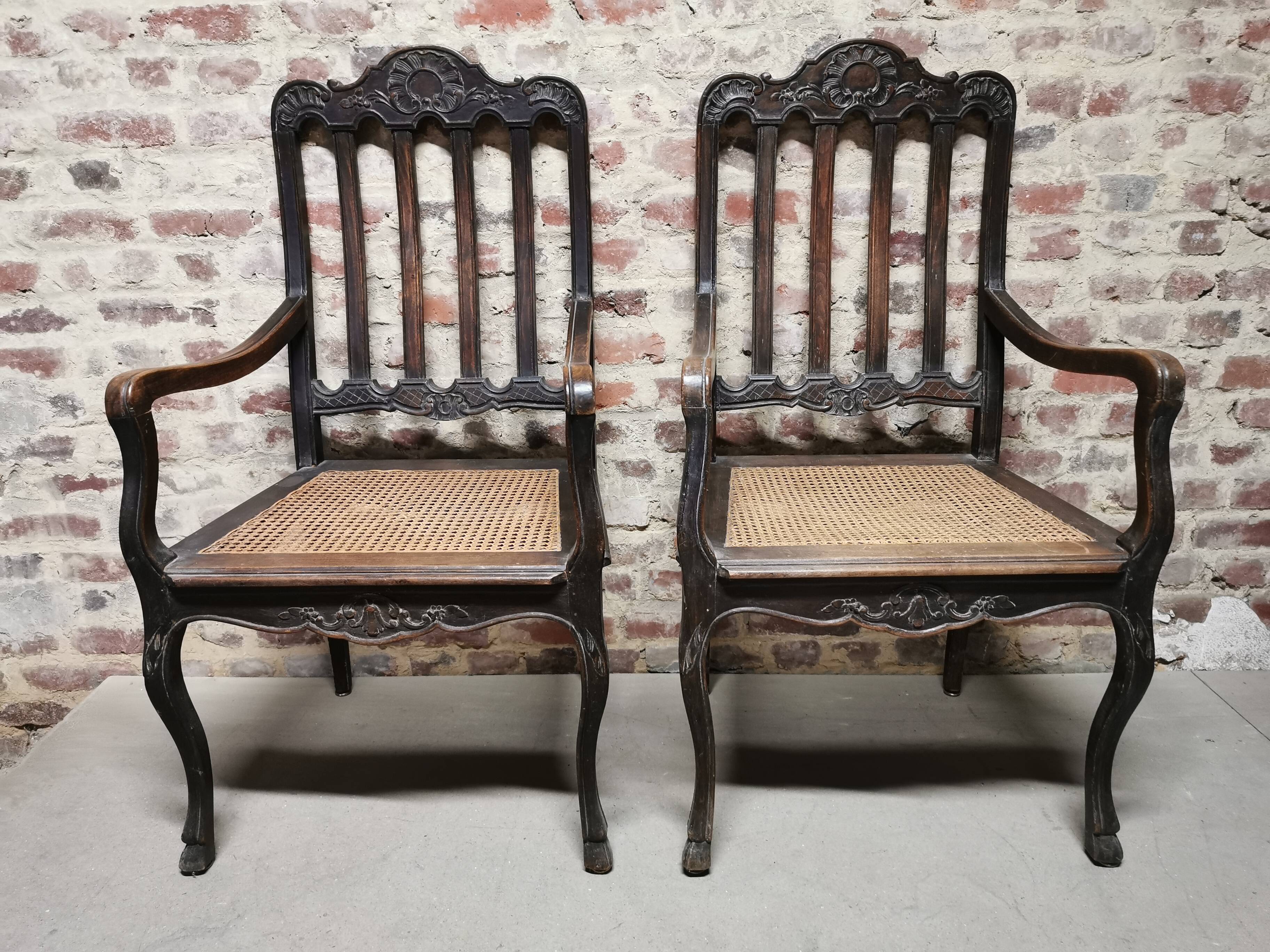 Paire de Fauteuils Cannés anciens , Style Louis XV / régence