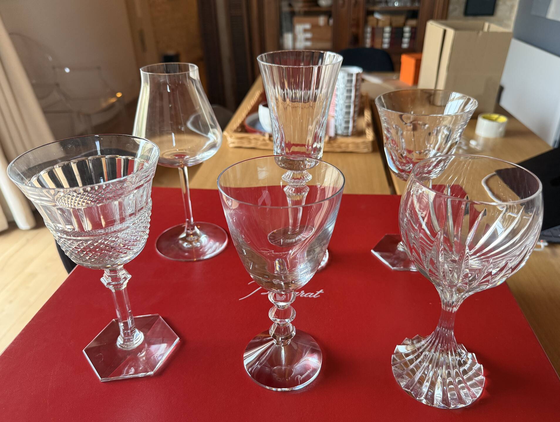 Set of 6 Bacarra glasses in their original packaging.