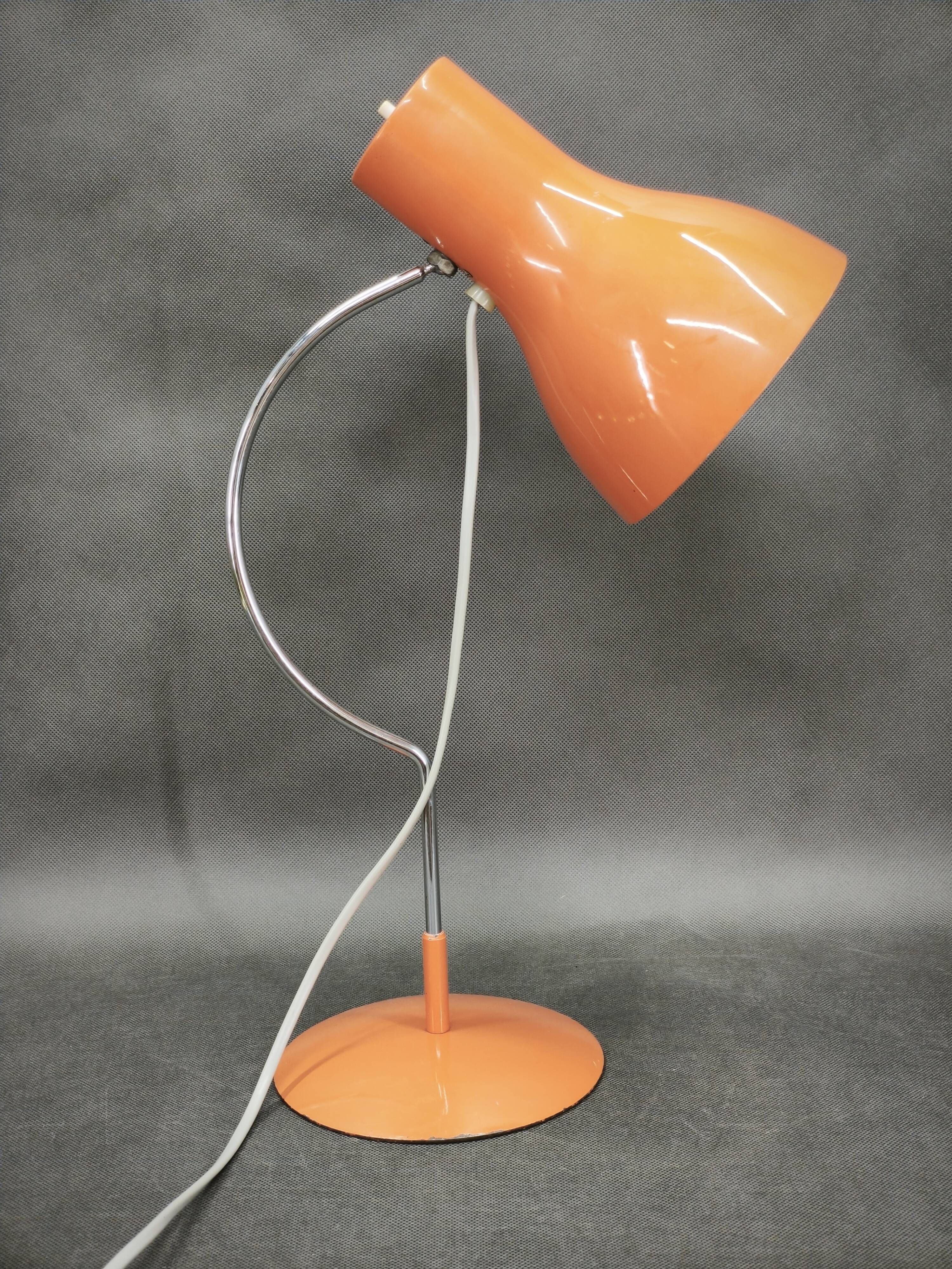 Josef Hůrka Orange Table Lamp for Napako, Czechoslovakia, 1960s