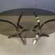 Vintage brass oval glass dining table, 1970s