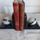 Pair of art-deco bookends in black marble with white veins