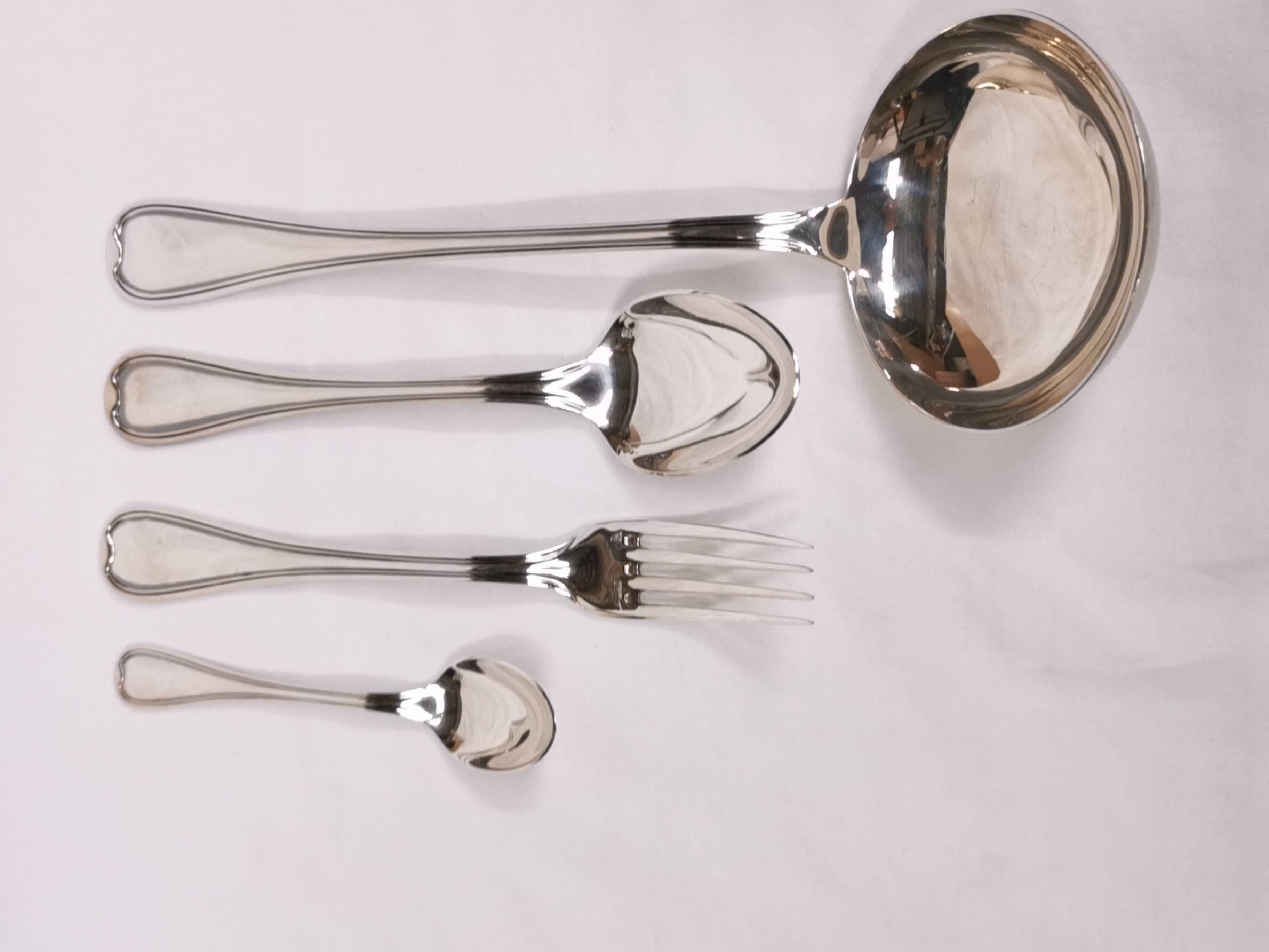 Ercuis 100 37-piece cutlery set, silver metal