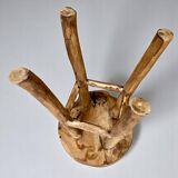 Brutalist wooden stool