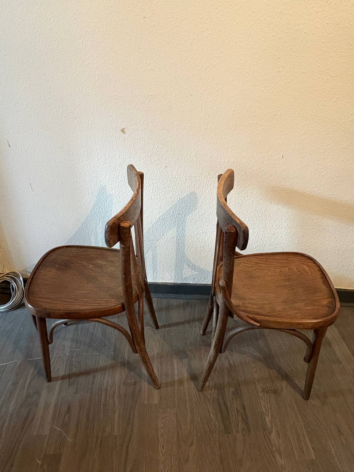 Paire de chaises bistrot bois brut