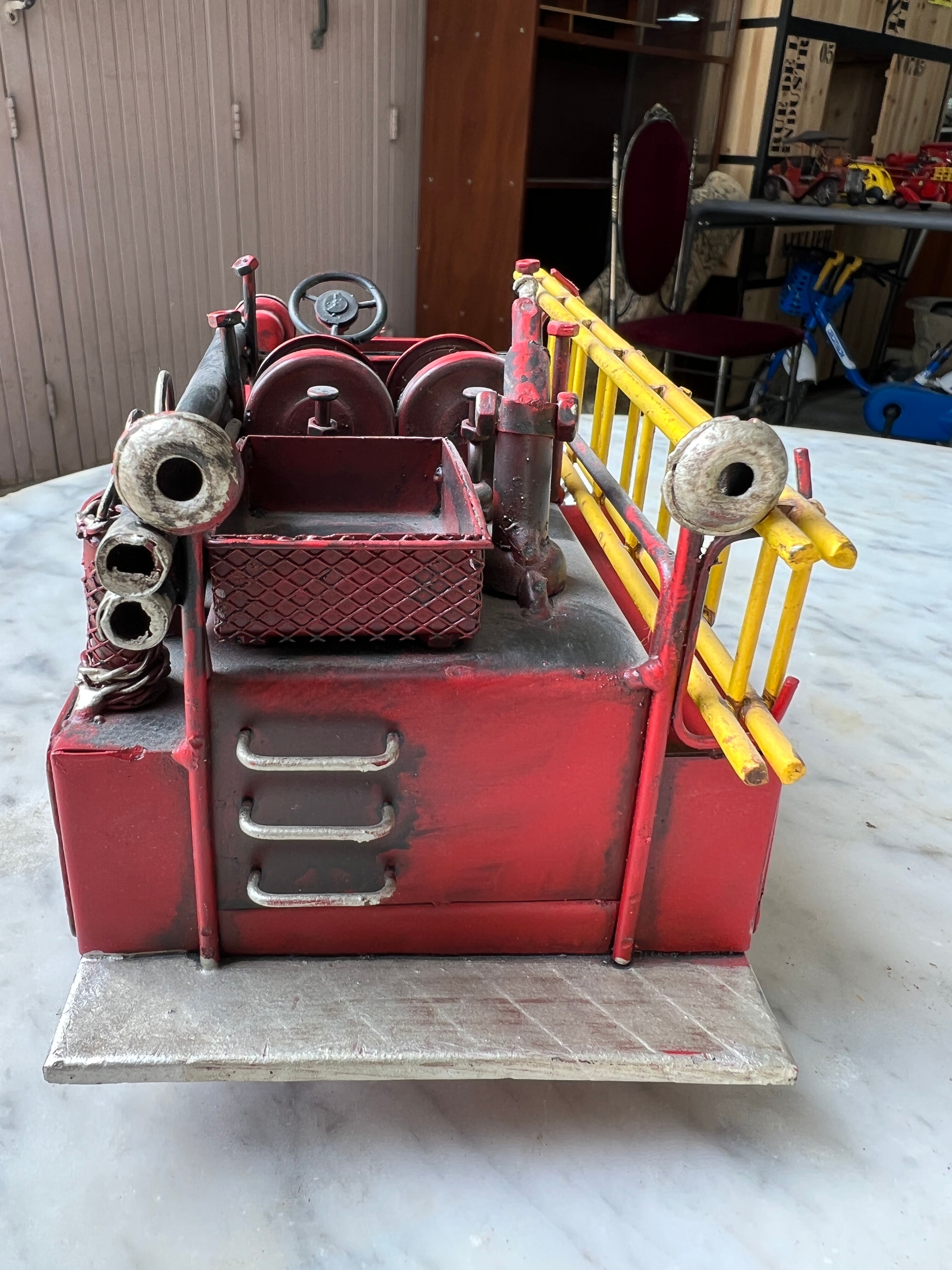 Retro metal fire truck