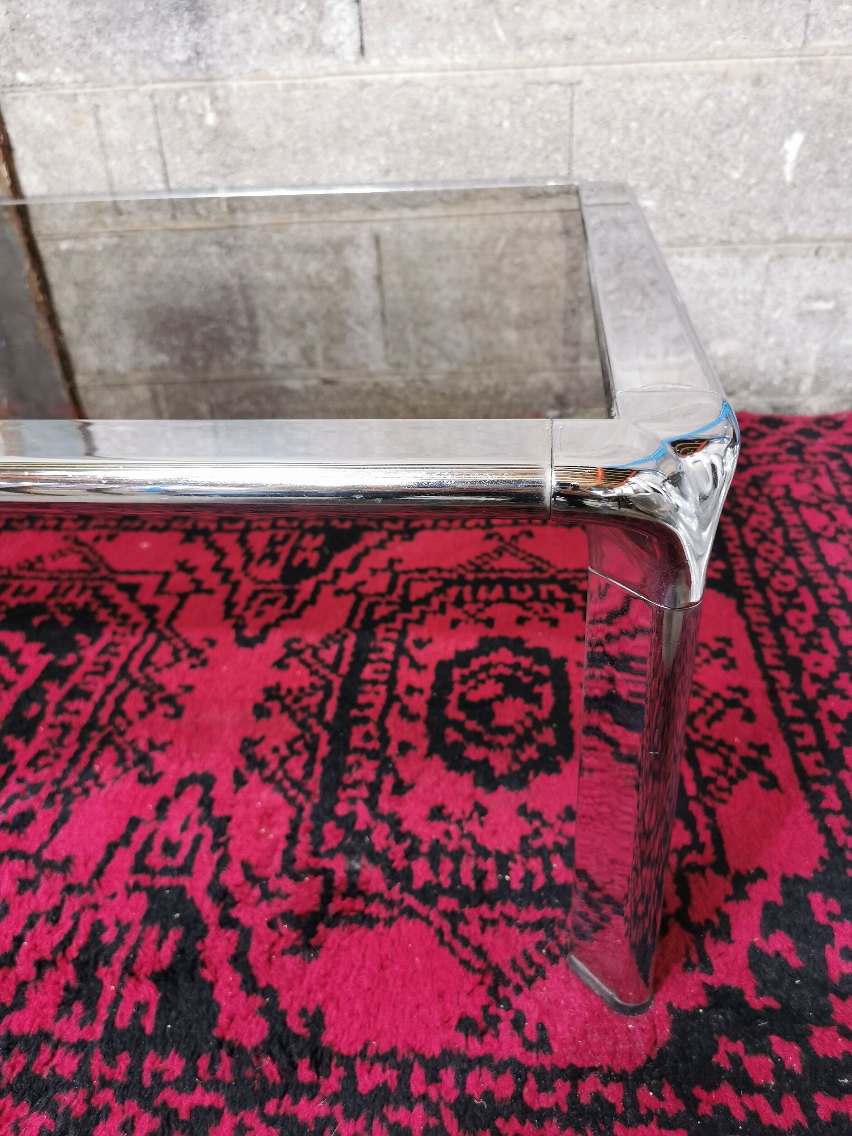 Chrome coffee table and smoked glass