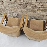 Pair of 50" Brutalist armchairs