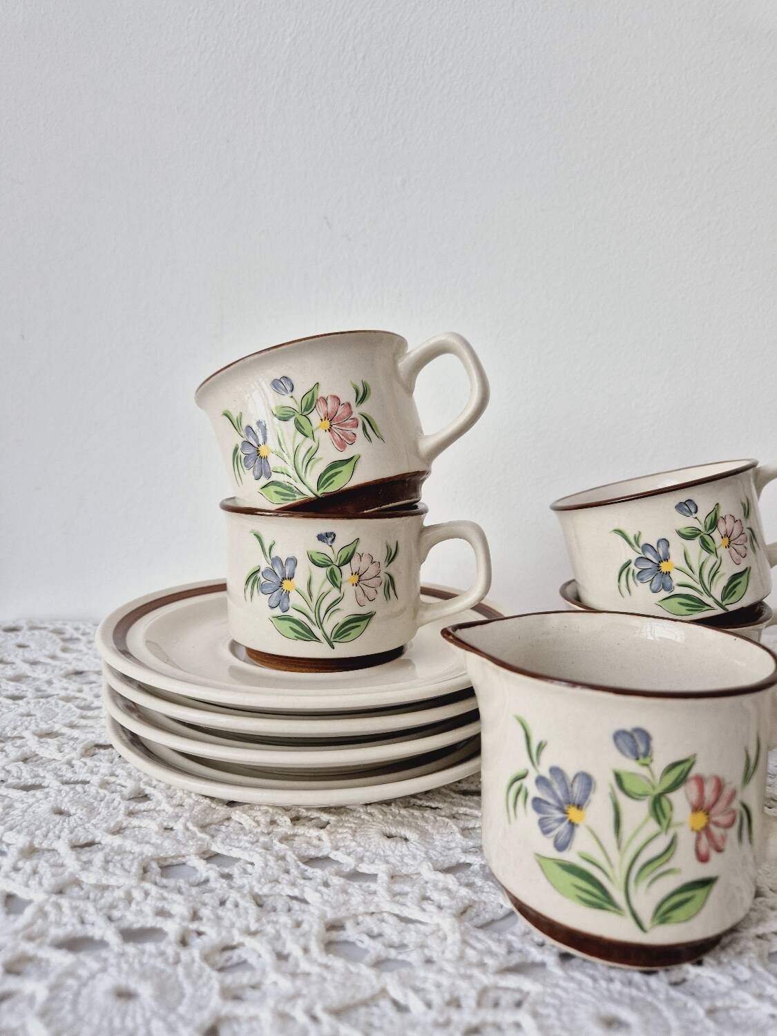 Vintage Flower Pattern Stoneware Tea/Coffee Set