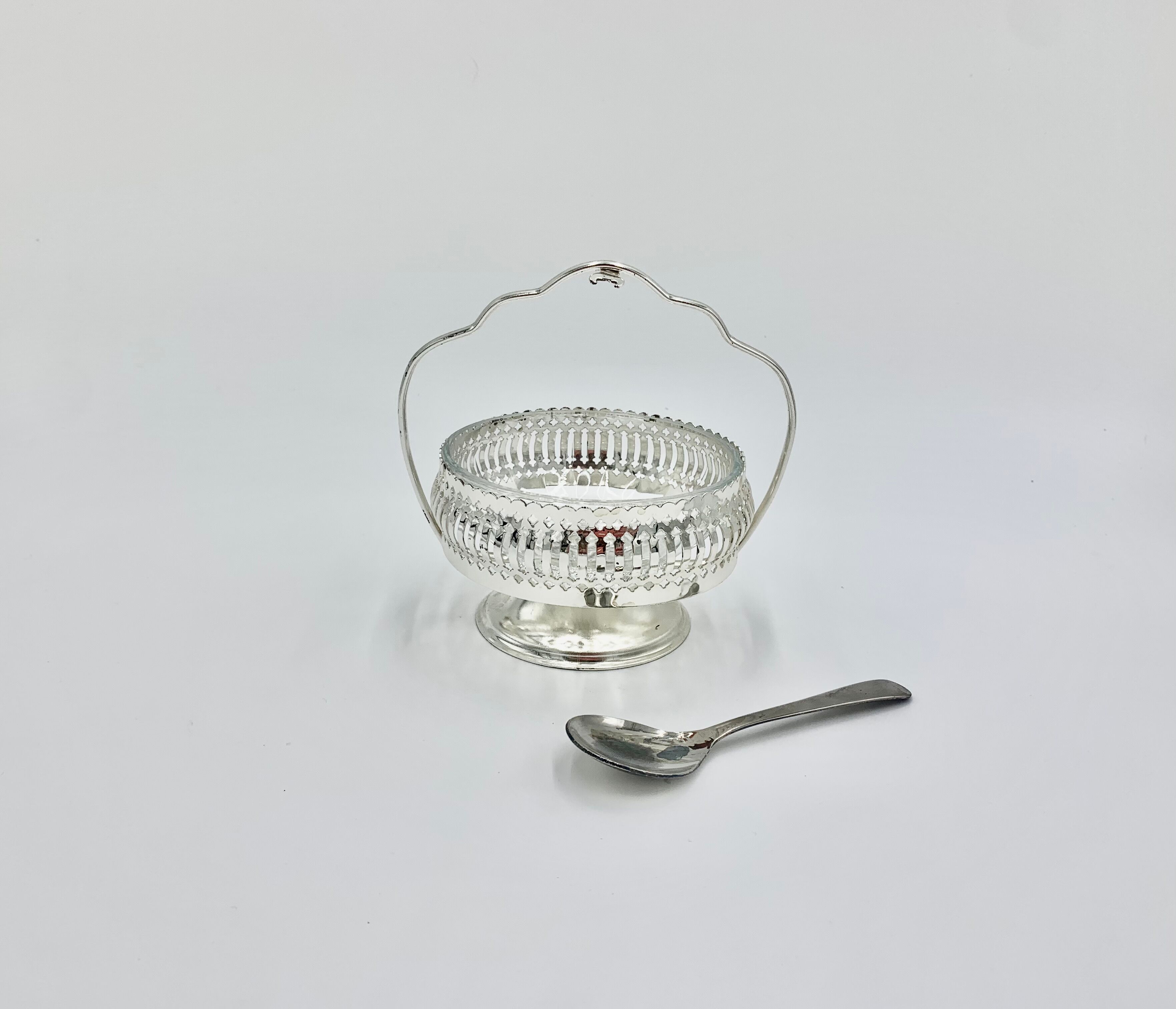 Bol à sucre plaqué avec cuillère