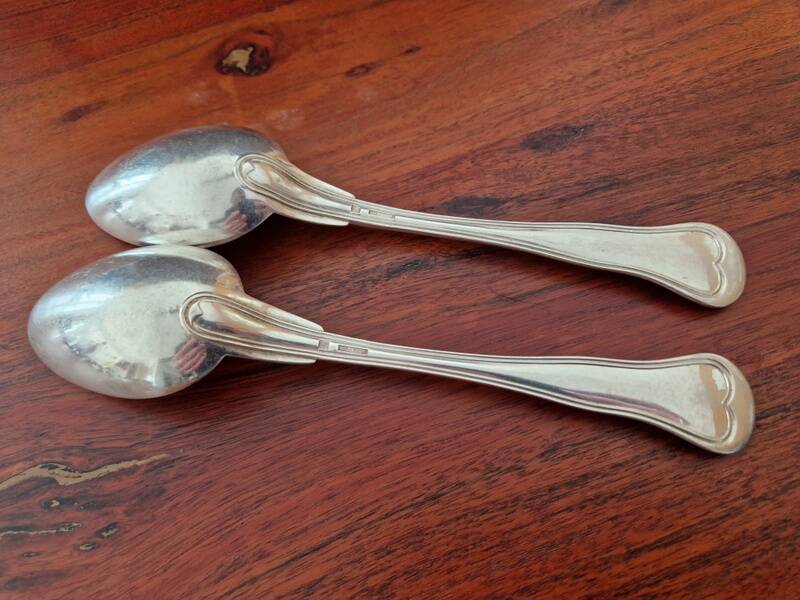 Christofle - Set of 2 table spoons, Chinon violin model, in silver-plated metal