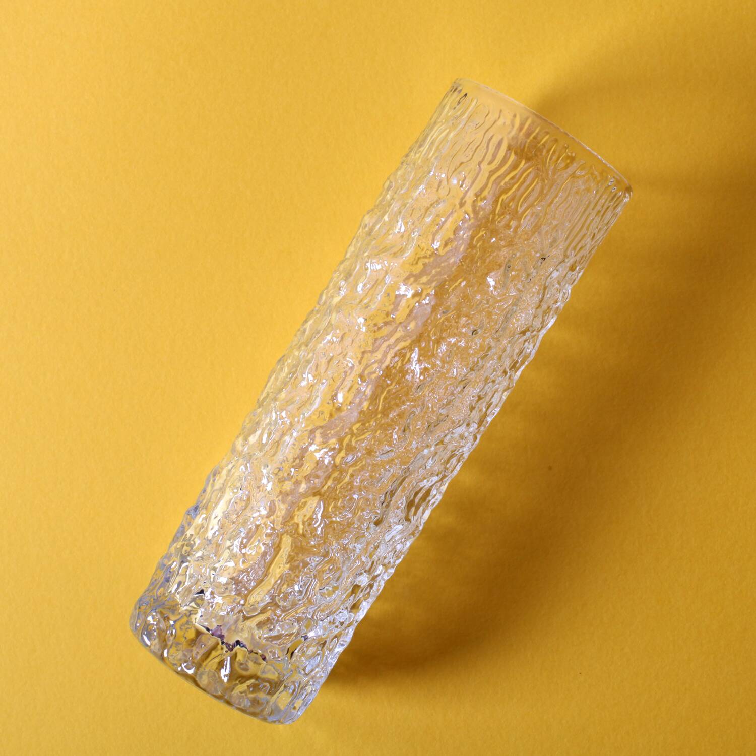 Set of 5 Vintage Bark Patterned Tumblers / Mid-Century Pressed Glass /Italy