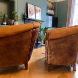 Set of 2 Authentic Leather Club Chairs