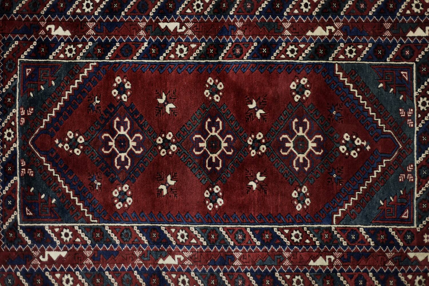 Vintage Red Hand-Woven Oriental Afghan Rug, 1970s