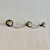 Vintage 1960 gold-plated coat rack with 3 hooks - 45 x 7 cm