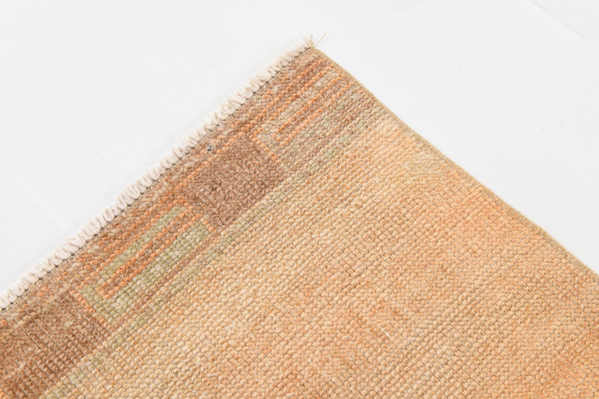 Brown & Cream Turkish Runner Rug, 95x377Cm