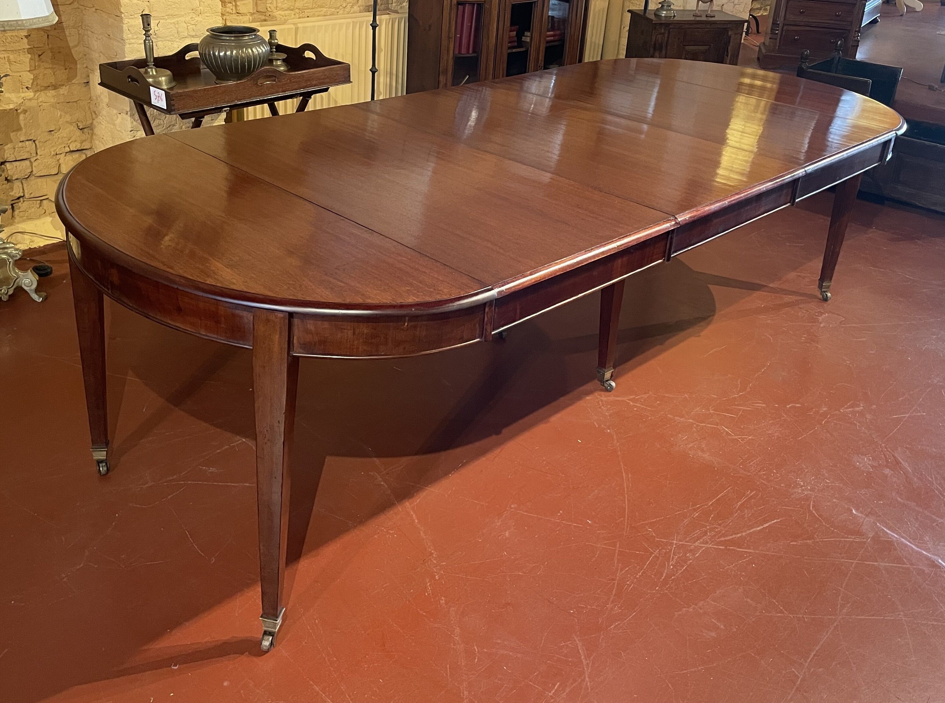Extensible Louis XVI mahogany dining table with band - 19th century