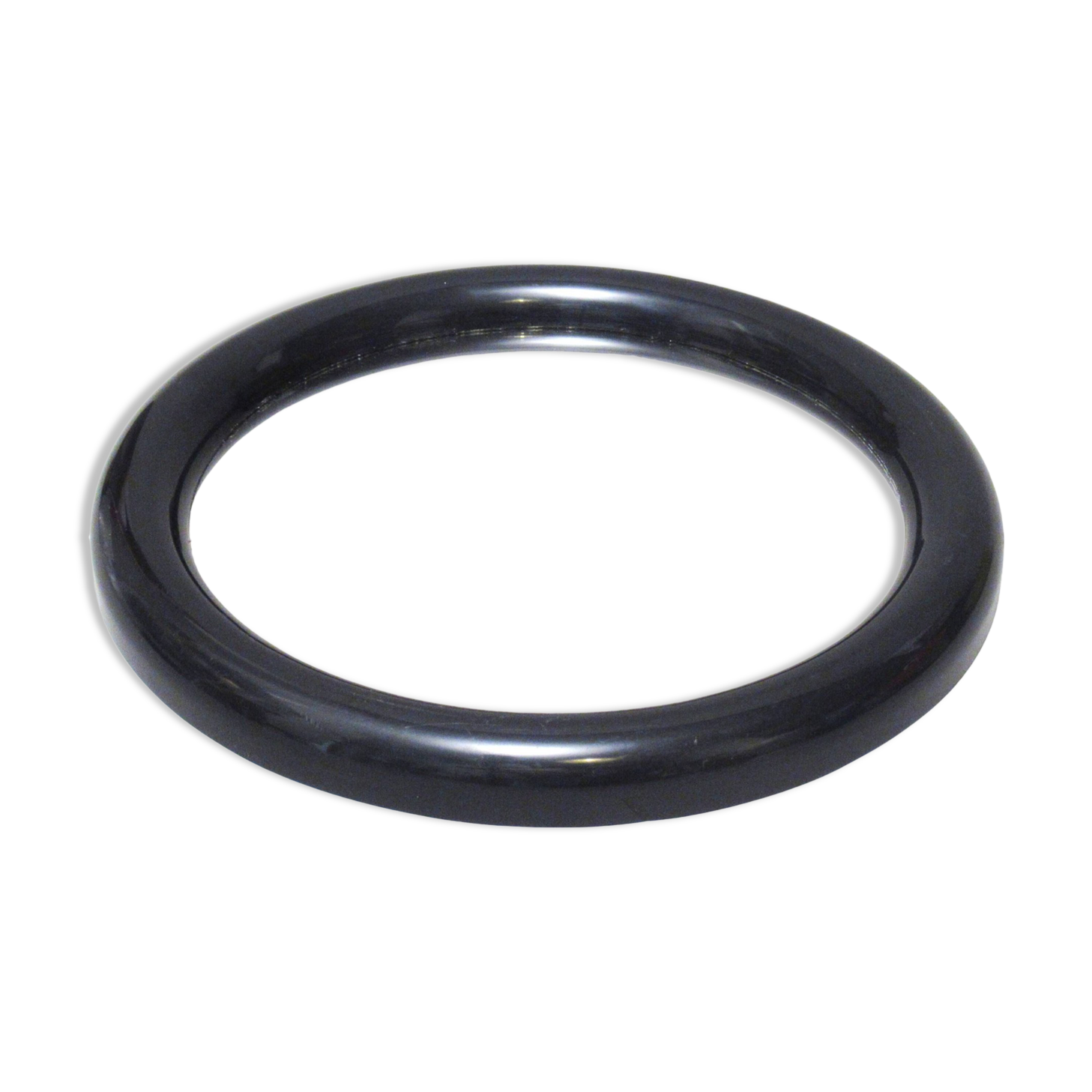 Round black plastic mirror 1970s