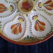 Oyster plate HB Henriot Quimper grey 23 cm Breton floral decoration