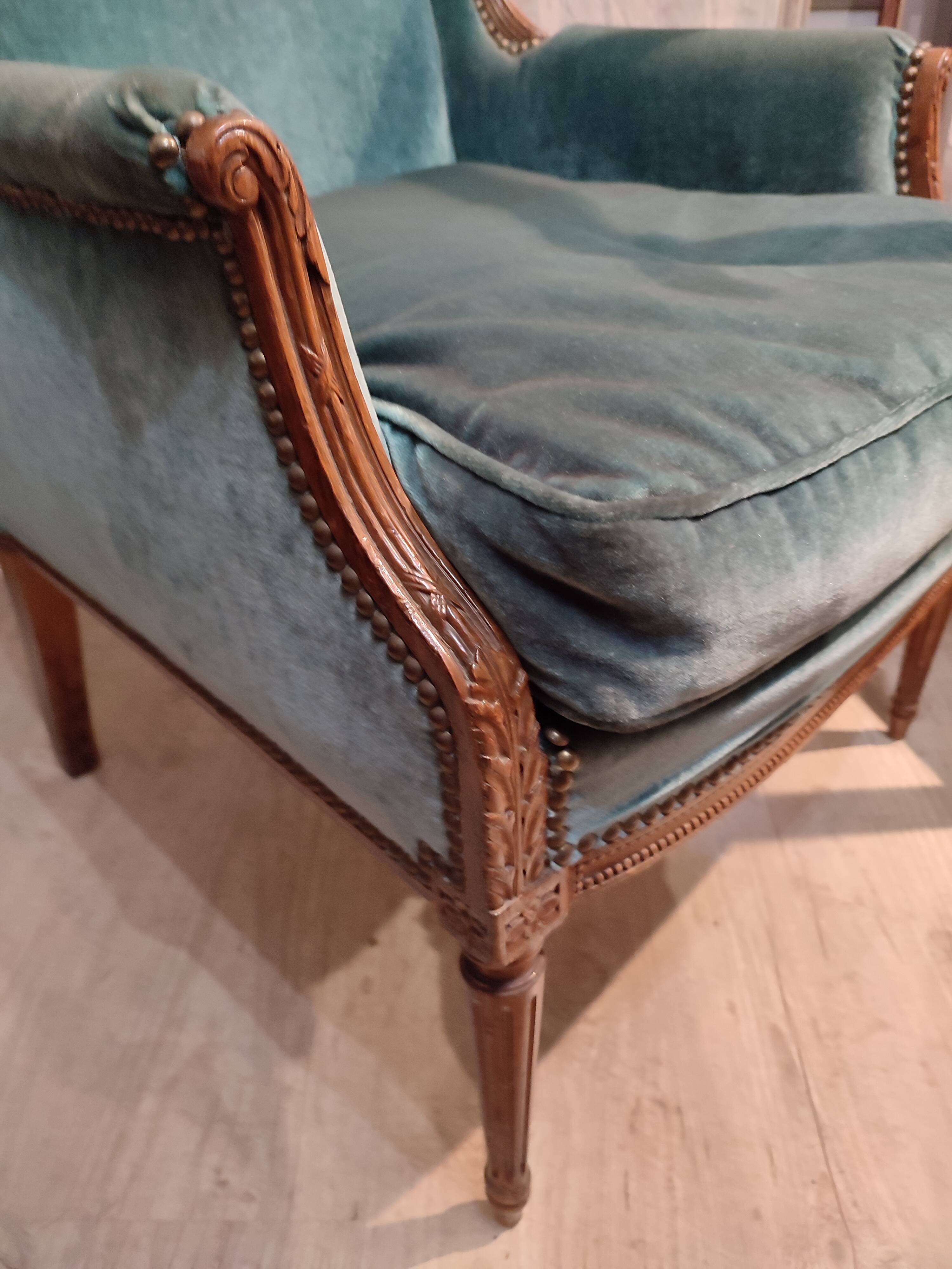 Louis XVI style eared shepherdess armchair