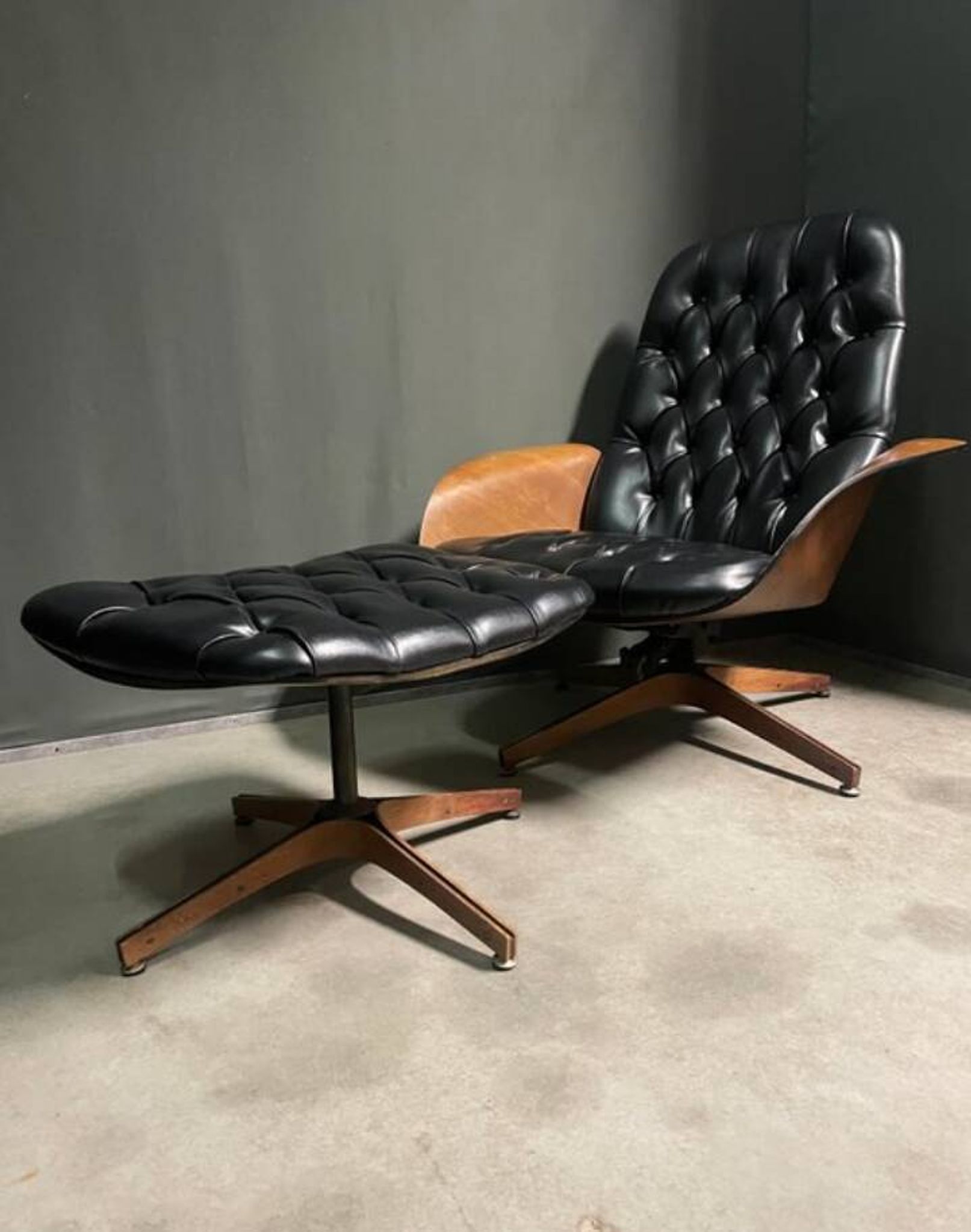 Iconic "Mr. Chair" Armchair & Ottoman – George Mulhauser for Plycra