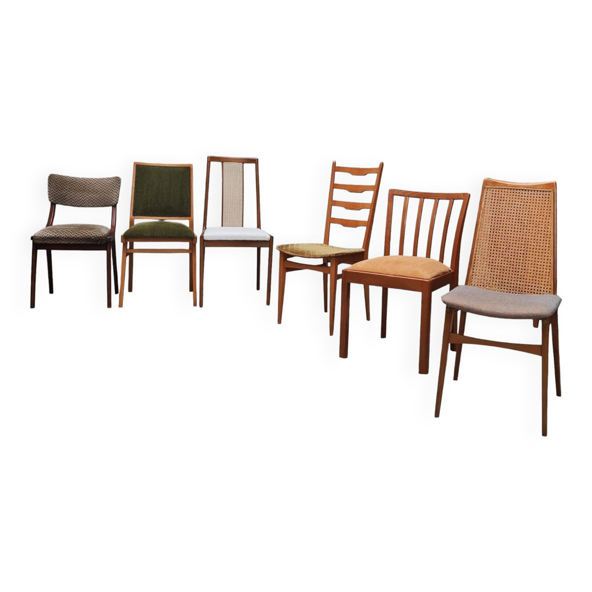 Zes Mid Century stoelen