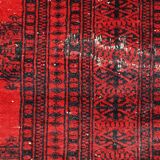 Tapis vintage fait main Ersari en laine rouge vif (122cm x 179cm)