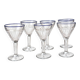 Set of 6 vintage bistro glasses – Art Deco style – Cobalt blue rim
